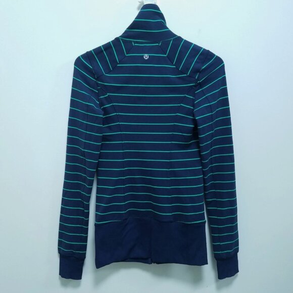 Lululemon Nice Asana Jacket 2 XXS Inkwell Slalom Stripe Womens Zipper Sweater - Picture 4 of 8